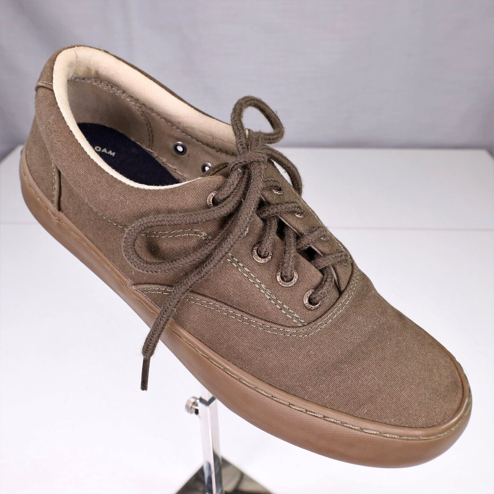 Sperry Top Sider Sneakers Mens 7 M Green Canvas Deck Boat Shoes Memory Foam